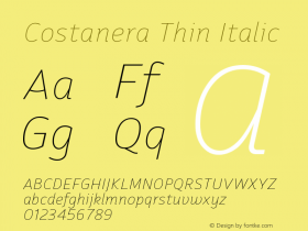 Costanera-ThinItalic Version 1.000;PS 001.000;hotconv 1.0.88;makeotf.lib2.5.64775 Font Sample