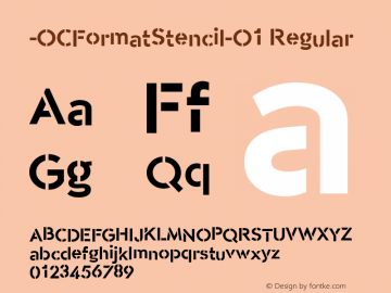 -OC Format Stencil O1 Version 1.000;hotconv 1.0.109;makeotfexe 2.5.65596;com.myfonts.easy.otherwherecollective.-oc-format-stencil.o1.wfkit2.version.5w5H图片样张