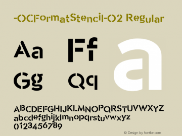-OC Format Stencil O2 Version 1.000;hotconv 1.0.109;makeotfexe 2.5.65596;com.myfonts.easy.otherwherecollective.-oc-format-stencil.o2.wfkit2.version.5w5J图片样张