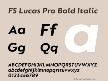 FSLucasPro-BoldItalic Version 1.001 Font Sample