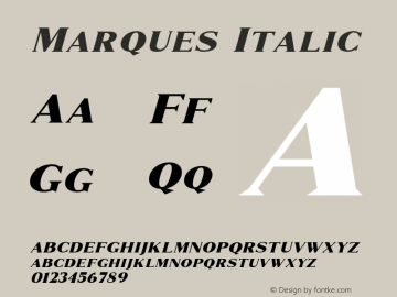 Marques-Italic 1.000 Font Sample