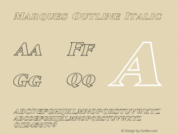 Marques Outline Italic 1.000 Font Sample