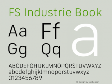 FSIndustrie-Book Version 1.002; ttfautohint (v1.6) Font Sample