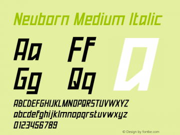 Neuborn Medium Italic Version 0.00;June 18, 2020;FontCreator 11.5.0.2427 64-bit Font Sample