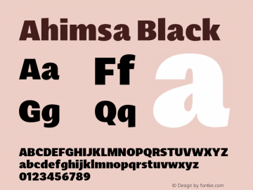 Ahimsa-Black Version 1.000;hotconv 1.0.109;makeotfexe 2.5.65596;com.myfonts.easy.satori-tf.ahimsa.black.wfkit2.version.5pWr Font Sample