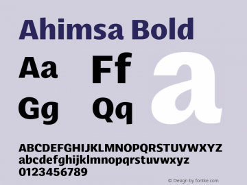 Ahimsa-Bold Version 1.000;hotconv 1.0.109;makeotfexe 2.5.65596;com.myfonts.easy.satori-tf.ahimsa.bold.wfkit2.version.5pWp Font Sample