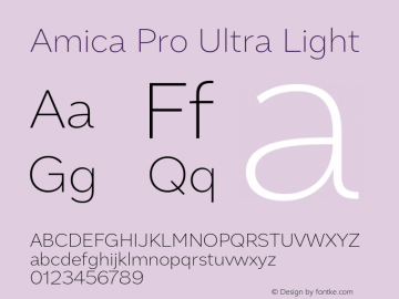 AmicaPro-UltraLight 1.000 Font Sample