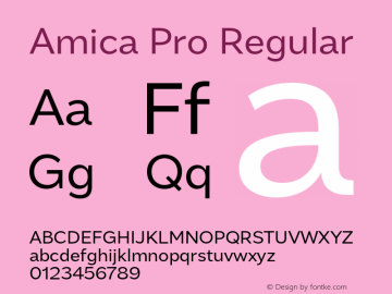 AmicaPro-Regular 1.000 Font Sample