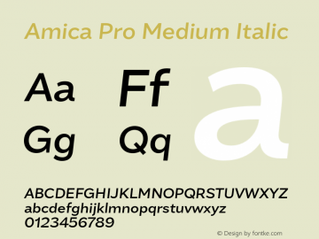 AmicaPro-MediumItalic 1.000 Font Sample