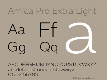 AmicaPro-ExtraLight 1.000 Font Sample