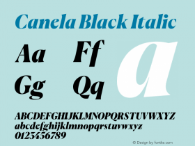 Canela-BlackItalic Version 1.1 2016 Font Sample