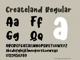 Createland Version 1.00;June 20, 2020;FontCreator 11.5.0.2430 64-bit图片样张