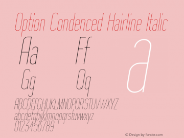 Option Condenced Hairline Italic Version 1.000 | wf-rip DC20190105 Font Sample