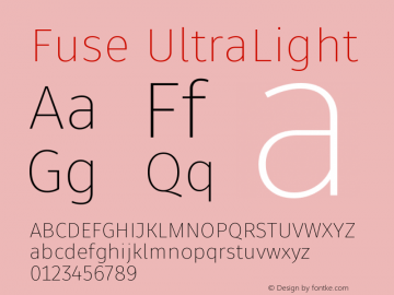 Fuse-UltraLight Version 1.001;PS 001.001;hotconv 1.0.88;makeotf.lib2.5.64775 Font Sample