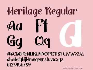 Heritage Version 1.000 Font Sample