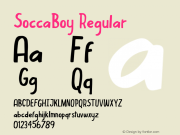 SoccaBoy Version 1.000 Font Sample