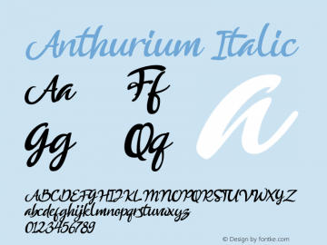 Anthurium Italic Version 1.00;June 20, 2020;FontCreator 12.0.0.2565 64-bit Font Sample