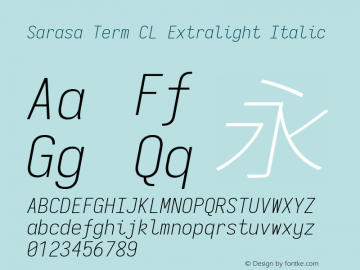 Sarasa Term CL Extralight Italic  Font Sample