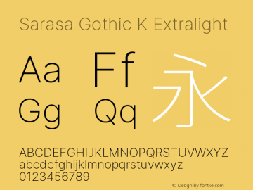 Sarasa Gothic K Extralight Version 0.12.3; ttfautohint (v1.8.3) Font Sample