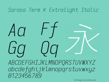 Sarasa Term K Extralight Italic Version 0.12.3; ttfautohint (v1.8.3)图片样张