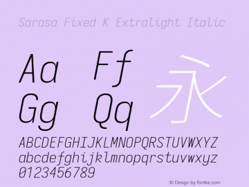 Sarasa Fixed K Extralight Italic Version 0.12.3; ttfautohint (v1.8.3)图片样张