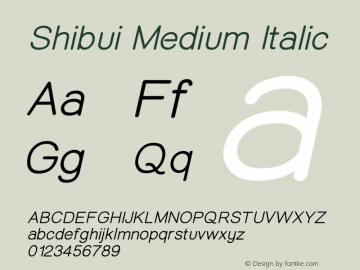 Shibui-MediumItalic Version 1.000;PS 001.001;hotconv 1.0.56;com.myfonts.easy.artisticandunique.shibui.medium-italic.wfkit2.version.5uTx图片样张