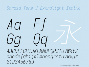 Sarasa Term J Extralight Italic  Font Sample