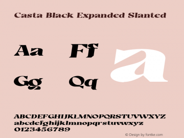 Casta-BlackExpandedSlanted Version 1.000 Font Sample