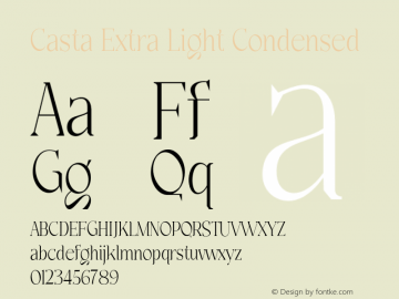 Casta-ExtraLightCondensed Version 1.000 Font Sample