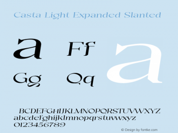 Casta-LightExpandedSlanted Version 1.000 Font Sample