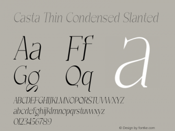 Casta-ThinCondensedSlanted Version 1.000图片样张