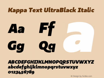 KappaText-UltraBlackItalic Version 1.000;PS 001.000;hotconv 1.0.88;makeotf.lib2.5.64775图片样张