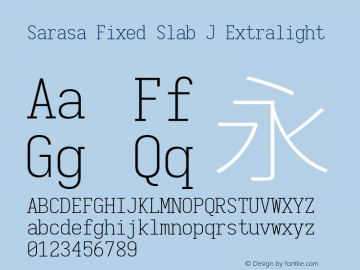 Sarasa Fixed Slab J Extralight 图片样张