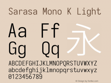 Sarasa Mono K Light Version 0.12.3; ttfautohint (v1.8.3)图片样张
