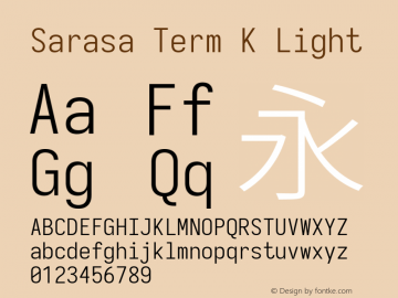 Sarasa Term K Light Version 0.12.3; ttfautohint (v1.8.3) Font Sample