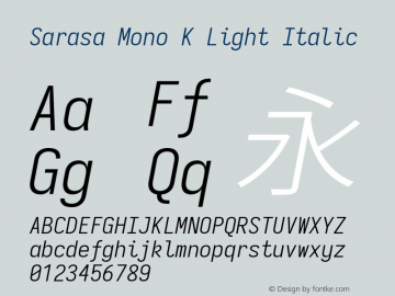 Sarasa Mono K Light Italic Version 0.12.3; ttfautohint (v1.8.3)图片样张