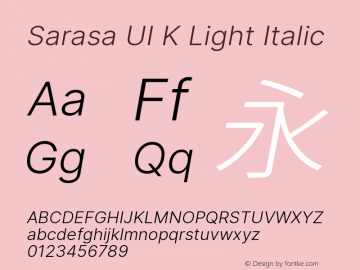 Sarasa UI K Light Italic Version 0.12.3; ttfautohint (v1.8.3) Font Sample