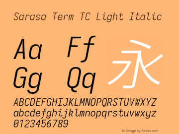 Sarasa Term TC Light Italic  Font Sample