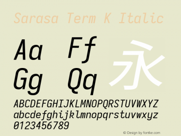 Sarasa Term K Italic Version 0.12.3; ttfautohint (v1.8.3)图片样张