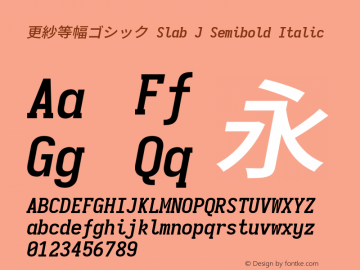 更紗等幅ゴシック Slab J Semibold Italic  Font Sample