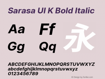 Sarasa UI K Bold Italic Version 0.12.3; ttfautohint (v1.8.3) Font Sample