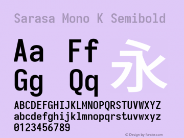 Sarasa Mono K Semibold Version 0.12.3; ttfautohint (v1.8.3)图片样张