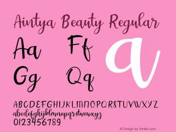 Aintya Beauty Version 1.002;Fontself Maker 3.5.1 Font Sample