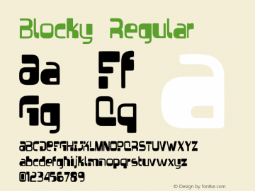 Blocky Regular Version 1.000;hotconv 1.0.109;makeotfexe 2.5.65596图片样张