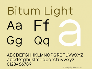 Bitum-Light Version 1.000 | wf-rip DC20180930 Font Sample
