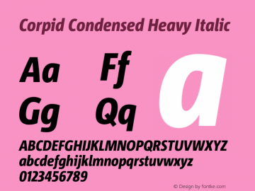 Corpid Condensed Heavy Italic Version 2.001图片样张