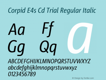 Corpid Condensed Italic Version 2.001 Font Sample