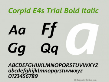 Corpid Bold Italic Version 2.001 Font Sample
