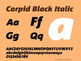 Corpid-BlackItalic Version 2.001 Font Sample