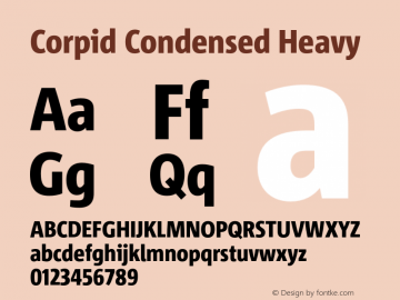 CorpidCondensed-Heavy Version 2.001 Font Sample